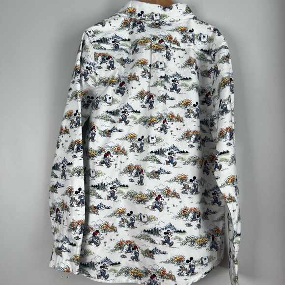 Janie and Jack x Disney Button Down Shirt with Mickey Mouse Camping AOP Sz 7 - Picture 2 of 4
